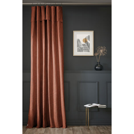 Rideau Ajustable Sixtine Terracotta - 140 x 270 cm - Coton Flammé 8 Anneaux Pince (1/3)