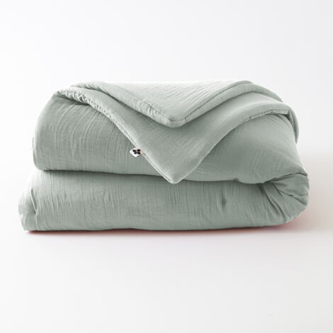 Édredon 180 x 240 cm - Double Gaze de Coton 125 gr/m² - Uni Gaïa Eucalyptus