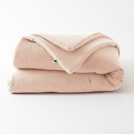 Édredon 180 x 240 cm - Double Gaze de Coton 125 gr/m² - Uni Gaïa Rose