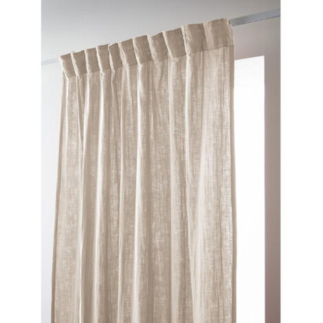 Rideau Galon Fronceur 140 x 240 cm - Double Gaze de Coton - Uni Gaïa Pampa