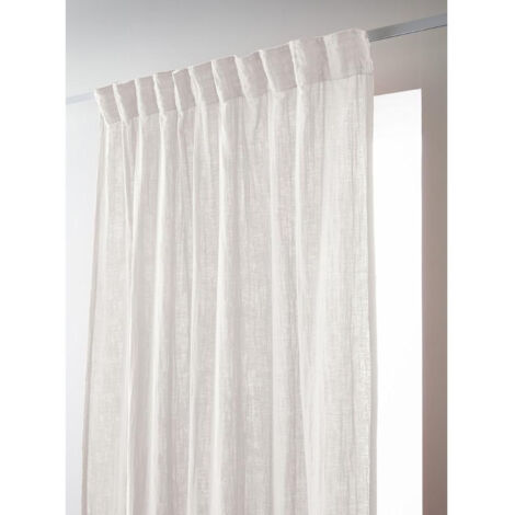 Rideau Galon Fronceur 140 x 240 cm - Double Gaze de Coton - Uni Gaïa Blanc