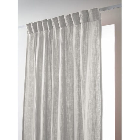 Rideau Galon Fronceur 140 x 240 cm – Double Gaze de Coton Gaïa Gris Clair