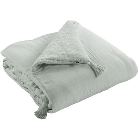 Édredon 150 x 150 cm en Gaze de Coton Unie – Gaïa Eucalyptus