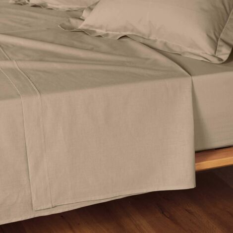 Drap plat 2 pers. 240 x 300 cm coton 57 fils Lina Sable