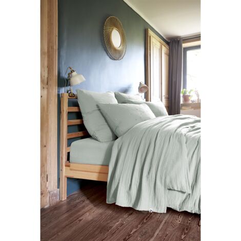 Drap Housse 200 X 200 Cm King Size Double Gaze De Coton Gaïa Rose Pêche