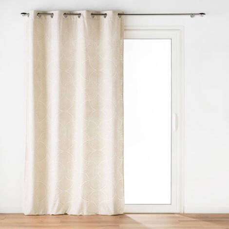 Rideau a oeillets 135 x 260 cm velours devore eva Naturel (1/4)
