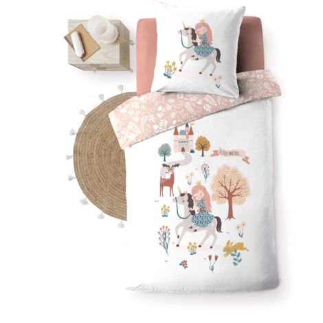 Housse de couette enfant réversible 140 x 200 cm – Imprimé Lilibelle – 42 fils