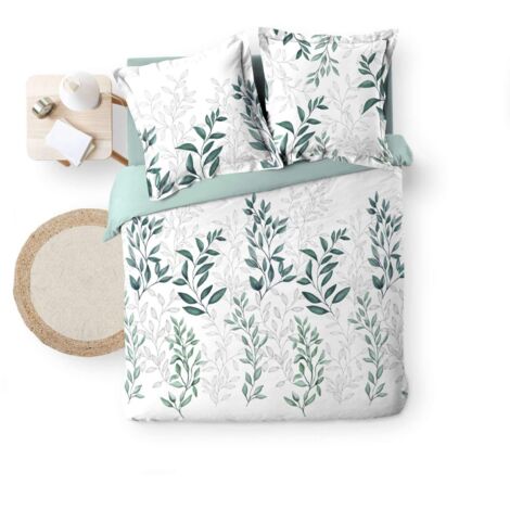 Housse de couette - 260x240 cm + taies - Motifs floraux - Vert