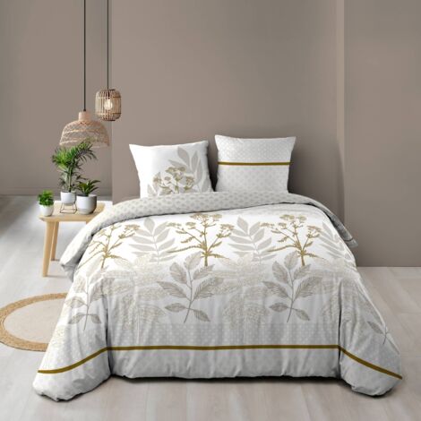 Housse de couette réversible 240 x 220 cm + 2 taies – Coton 57 fils – RAONI