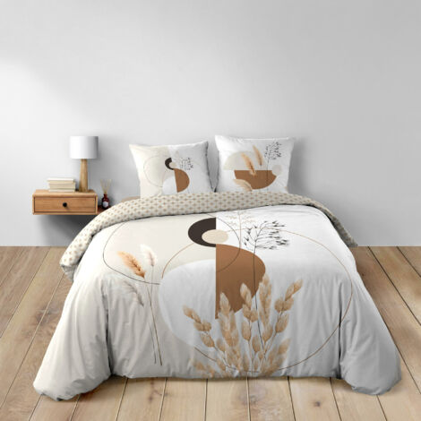 Housse de couette réversible 240x220 cm + 2 taies – Coton 42 fils – NATACHA