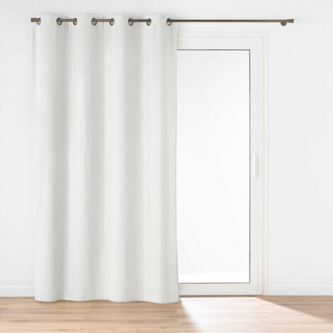 Rideau à œillets 140 x 260 cm – Velours relief – Modèle Java Blanc (1/3)