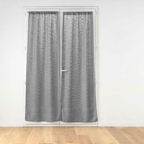 Paire de voilages passe-tringle 2 x 70 x 240 cm – Effet lin tissé HALTONA – Gris (1/4)
