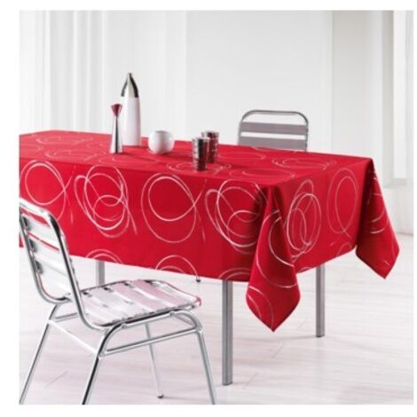 Nappe rectangle 150 x 300 cm polyester imprimé metallisé Bully Rouge (1/3)