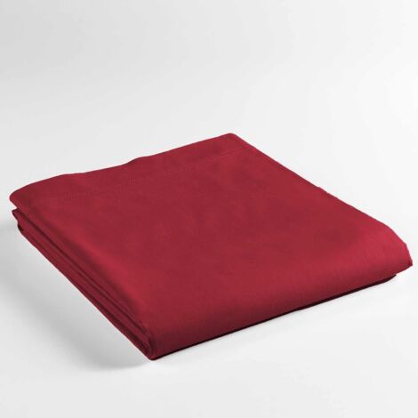 Promo Linge - Drap Plat Lina - 100% Coton - Certifié Oeko-TEX r - rouge - 300x240 cm