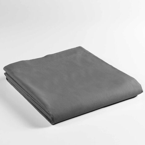 Drap plat 1 personne – 180 x 290 cm – coton 57 fils Lina Anthracite – finition point bourdon