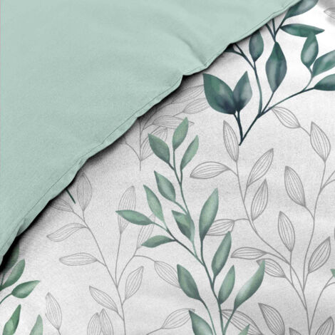 Parure De Lit 3 Pièces Microfibre 220x240 Cm - Imprimé Forêt/pins Bleu Sarcelle - Housse De Couette + 2 Taies 65x65 Cm