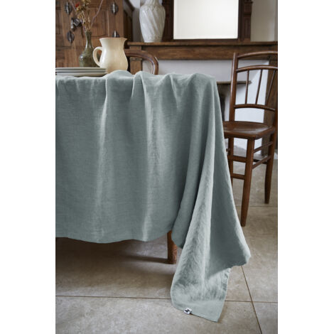 Nappe Rectangle 170 x 350 cm – Lin Lavé Français Luxe Soline – Azur (1/5)
