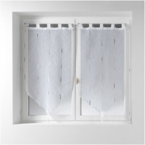Douceur D'Intérieur – Paire de brise bise 2 x 60 x 120 cm – Voile chenilla gris – Finition pompons – Lavable en machine