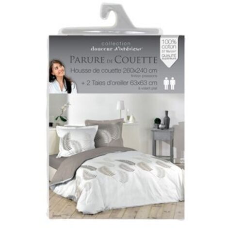 Housse De Couette Et Taies D'oreiller Furn. Goyave - Motif Tropical Réversible, Double
