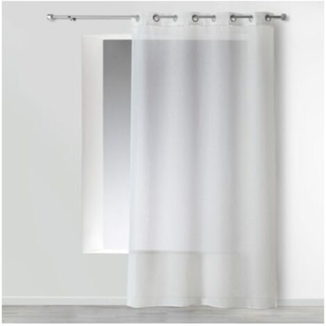 Panneau a oeillets 140 x 240 cm voile sable top pompons poupette Blanc (1/3)