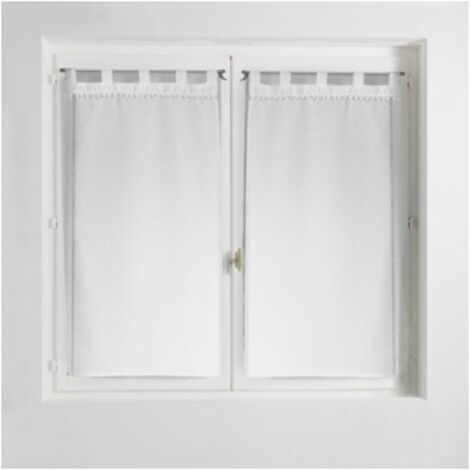 Paire droite passants 2 x 60 x 120 cm voile sable top pompons poupette Blanc (1/3)