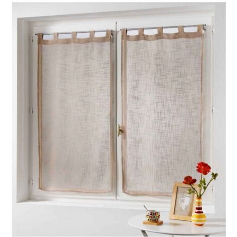 Douceur D'Intérieur – Voilage effet lin tissé marron – 60 x 120 cm – Polyester 100% – Lavable en machine à 30° (1/3)