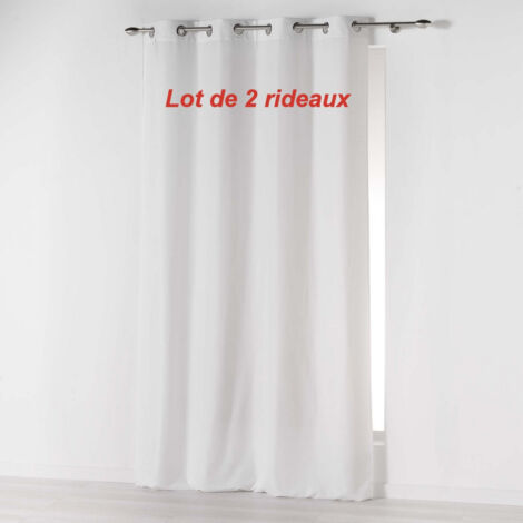 Lot de 2 rideaux a oeillets 140 x 260 cm microfibre unie absolu Blanc (1/2)