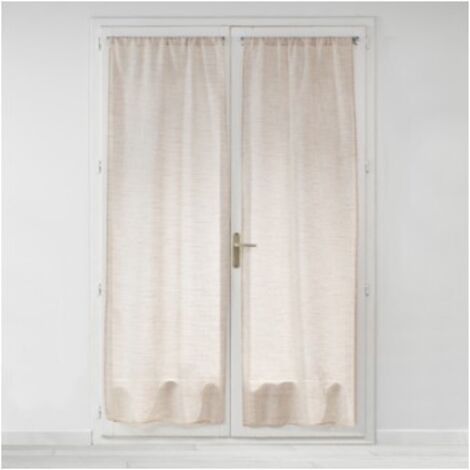 Douceur D'Intérieur – Paire de voilages droits passe-tringle 2 x 70 x 200 cm – Effet lin tissé – Lavable en machine – Pour fenêtres de cuisine