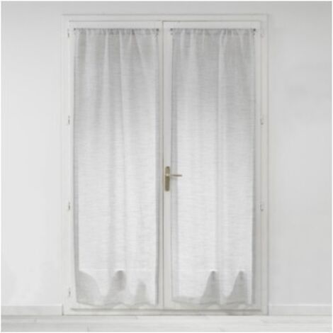 Paire de voilages droits passe-tringle 2 x 70 x 240 cm – Effet lin tissé – Milza Gris