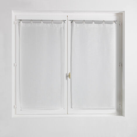 Paire droite anneaux 2 x 60 x 160 cm voile tisse milza Blanc (1/3)