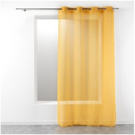 Voilage à Œillets Grande Hauteur 140 x 280 cm – Étamine Crash Telma Jaune (1/3)