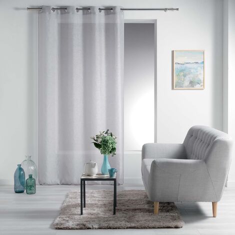 Voilage tissé sablé Sam 140 x 240 cm Atmosphera Couleur Gris