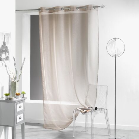 Douceur D'Intérieur – Voilage à œillets 140 x 240 cm – Voile sablé taupe pour filtration de lumière – Ambiance cosy et élégante – Type de fixation œillets