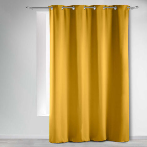 Rideau Occultant Grande Hauteur 135 x 280 cm – Uni Miel – À Œillets