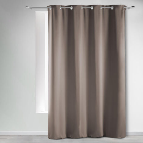 Rideau Occultant Grande Hauteur 135 x 280 cm – Uni Taupe Noisette – À Œillets