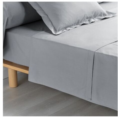Drap plat 1 personne 180 x 290 cm percale uni 78 fils percaline +p. bourdon Gris (1/3)