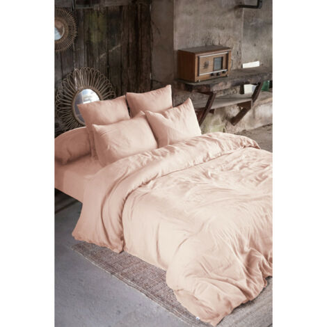 Housse de couette double gaze de coton luxe 240 x 220 cm Gaia Rose guimauve