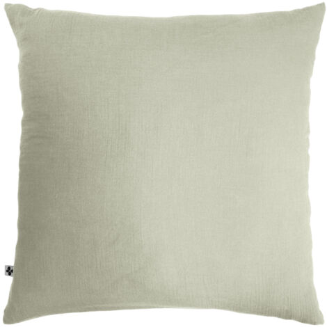 Taie d'oreiller en double gaze de coton – 60 x 60 cm – Gaïa Vert d'eau (1/3)