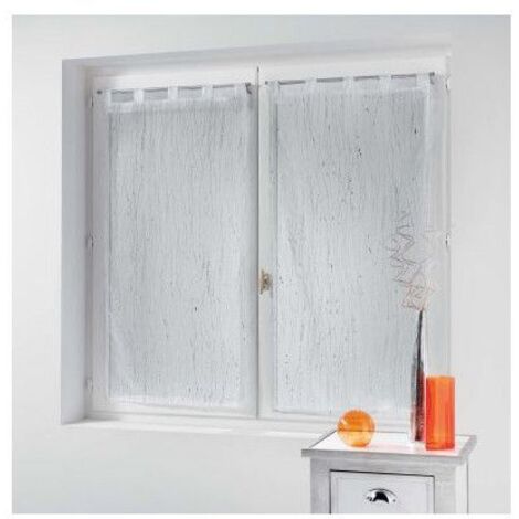 Douceur D'Intérieur – Paire de voilage à passants 45 x 160 cm – Blanc – 100% polyester – Installation facile sur tringle – Lavable en machine