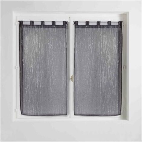 Paire droite passants 2 x 45 x 160 cm voile sable applique filiane Anthracite (1/3)