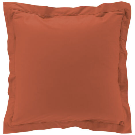Taie d'oreiller vp 63x63 cm percale uni 78 fils percaline +p. bourdon Terracotta (1/3)