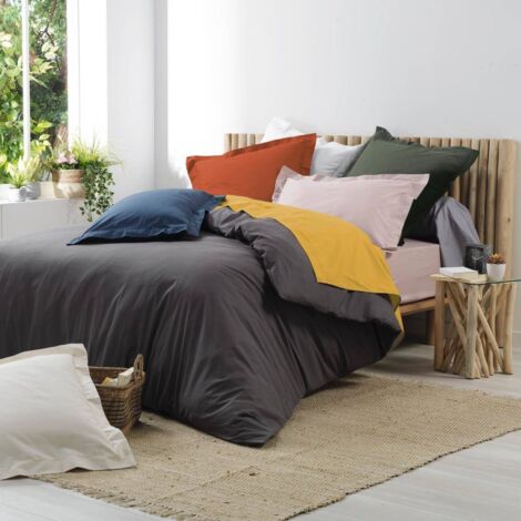 Drap Housse 2 Personnes 160 X 0 Cm Percale Uni 78 Fils Bonnet 30 Cm Terracotta