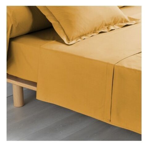 Drap plat 1 personne 180 x 290 cm percale uni 78 fils percaline +p. bourdon Miel (1/3)