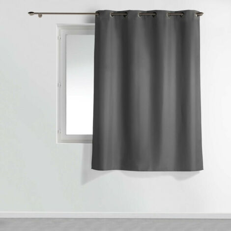 Rideau à œillets petite hauteur 140 x 180 cm – polyester uni essentiel – Beton