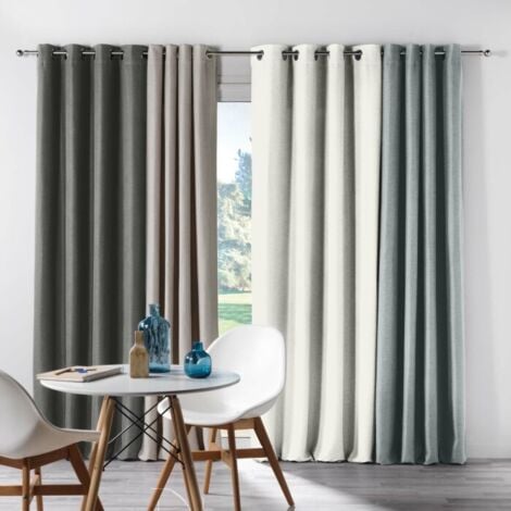 Rideau a oeillets 135 x 240 cm occultant chambray uni chinea Lin