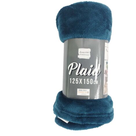 Douceur D'Intérieur – Plaid flanelle 125 x 150 cm – Couverture douce en flanelle moelleuse – Parfait pour moments cocooning – Couleur bleu apaisant