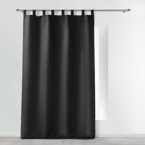 Rideau à passants – 140 x 260 cm – Polyester uni Essentiel Noir (1/5)