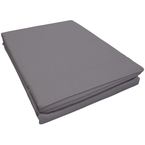 Drap plat 1 personne 180 x 290 cm uni 57 fils lina  + point bourdon Gris souris (1/5)