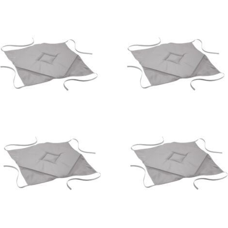 Lot de 4 galettes de chaise 40 x 40 cm – 4 rabats pour maintien optimal – 100% polyester – Couleur gris – Épaisseur 3 cm – L3C