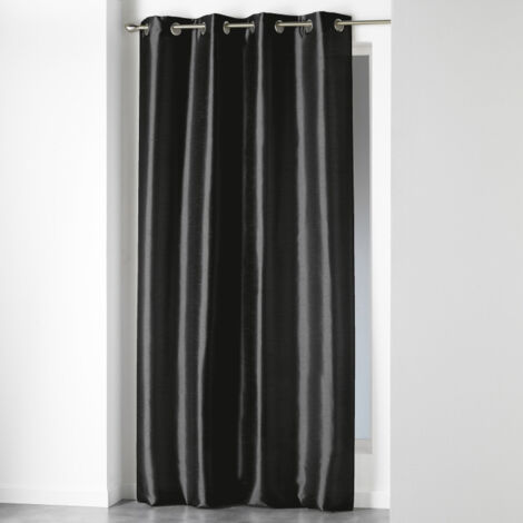 Homemaison – Rideau à œillets noir 240x140 cm – Shantung effet brillant – Lavable à 30°C – Pour intérieur contemporain